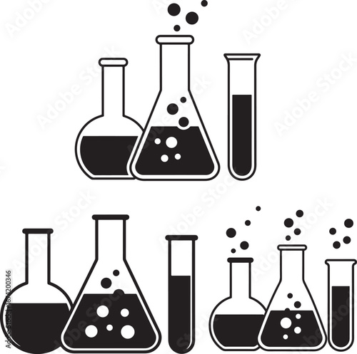 Chemistry lab equipment silhouette collection