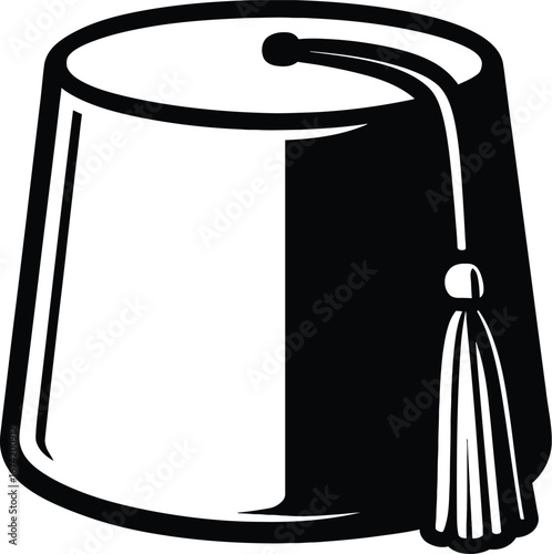 Vector Icon of a Classic Fez Hat with a Tassel, a Traditional Graphic for Concepts of Culture, Travel, and History.