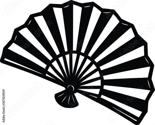 Traditional Japanese Hand Fan Icon - Cultural Symbol for Air and Grace