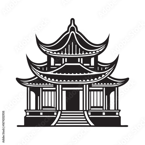 Chinese House silhouette vector  File