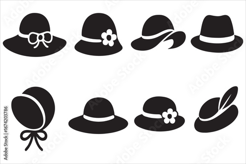 Set of fashion hats vector icons for men and women