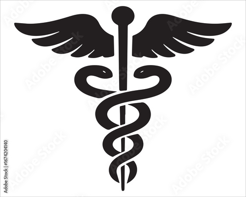 Caduceus medical symbol icon on white background