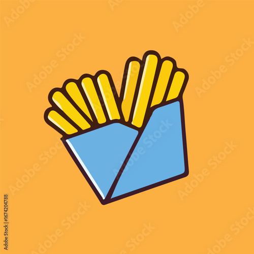 fries icon illustration on yellow background
