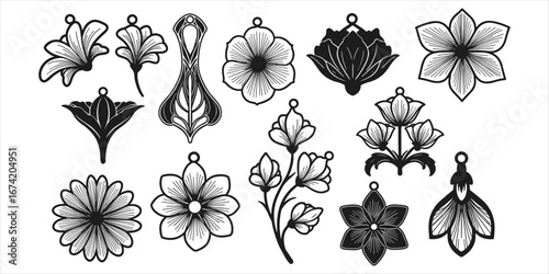 Assortment Of Detailed Floral Charms And Pendants jewelry