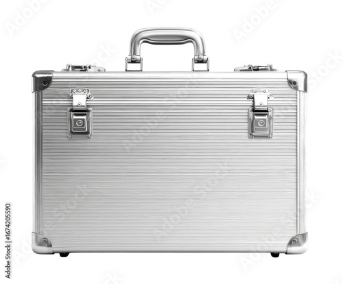 A sleek, metallic briefcase