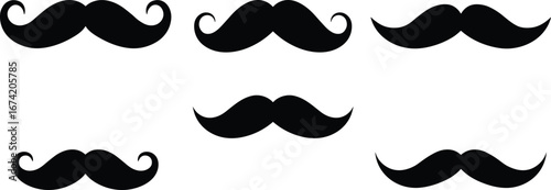 Collection of Black Mustache Silhouettes on White Background moustaches facial hair