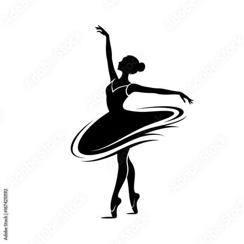 Elegant ballerina silhouette dancing gracefully