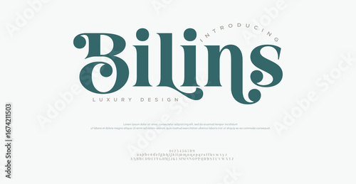 Bilins Modern alphabet letters font logo. Minimal modern urban fonts for logo, brand etc. Typography typeface uppercase lowercase and number. vector illustration