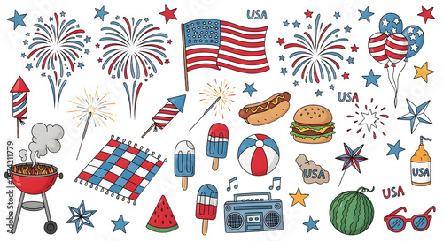 Festive Fourth of July Picnic Clip Art