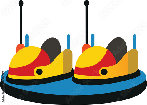 Cartoon Bumper Cars with Dog Driver Illustration on transparent background Fun Fair Ride Design Element illustration bumper cars