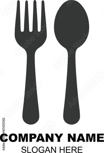Elegant Fork and Spoon Emblem for Culinary Ventures and Gastronomy Brands