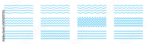 Wave line and wavy zigzag pattern lines set of vector