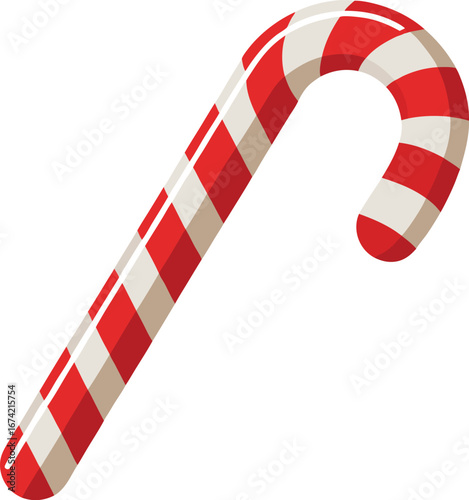 Festive Candy Cane Illustration with Red and White Stripes on Transparent Background classic candy cane illustration featuring red