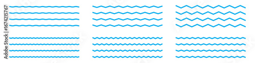 Vector wavy and zigzag horizontal underline. Waves line set. Set of wavy lines. Wave line set. Vector water waves.