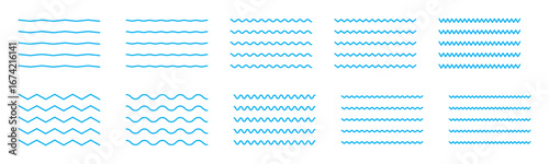 Waves line set. Wave ornament pattern. Set of wavy zigzag lines. Wave thin line background. Vector zigzag and wavy horizontal underline. Vector-EPS 10