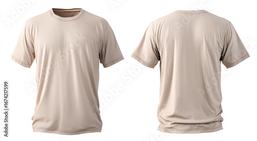 Beige t-shirt mockup, front and back views (4)