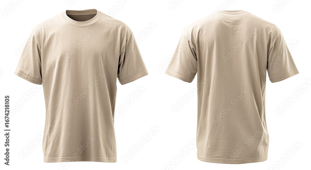 Fototapeta premium Beige t-shirt, front and back views (6)