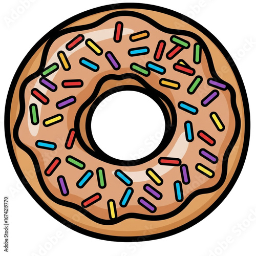 Delicious Glazed Donut with Colorful Sprinkles.