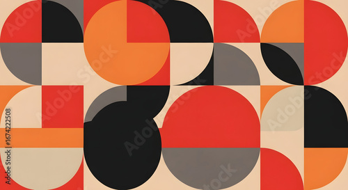 Geometric Composition with Circles, Semicircles, and Squares Featuring a Bold Color Palette with Retro Aesthetic in a Balanced and Dynamic Design that Evokes Modernist Art Free Download Geometric Composition with Circles, Semicircles, and Squares Featuring a Bold Color Palette with Retro Aesthetic in a Balanced and Dynamic Design that Evokes Modernist Art - GFXLoad