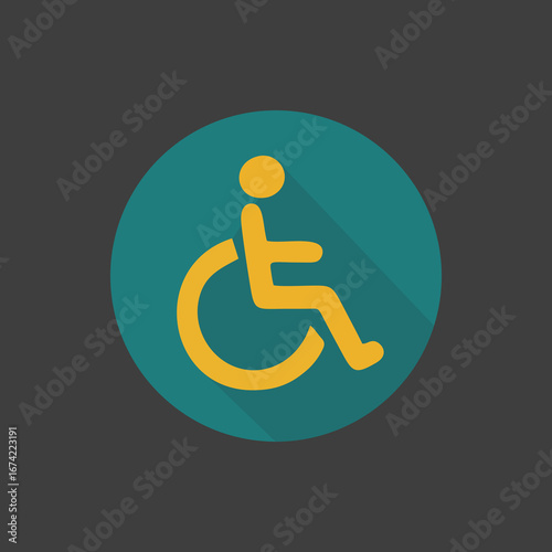 Wheelchair disabled person icon, black silhouette accessibility symbol for public spaces and disability support