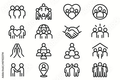 Collection of community and teamwork icons