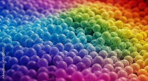 Vibrant abstract background of tiny colorful spheres arranged in a beautiful rainbow gradient, symbolizing diversity and harmony