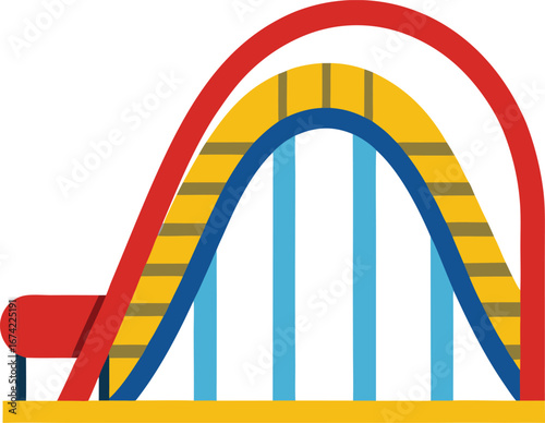 Exciting Roller Coaster Design with Loops and Curves for Amusement Park or Theme Park on transparent background coaster