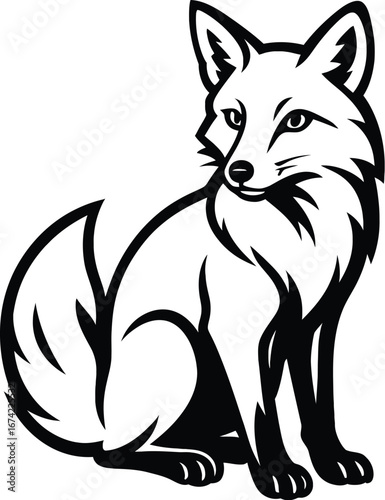 Alert Fox Outline Vector - Symbol of Cunning and Intelligence