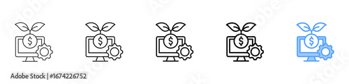 Software Investment Icon Different Style Outline Collection Set 