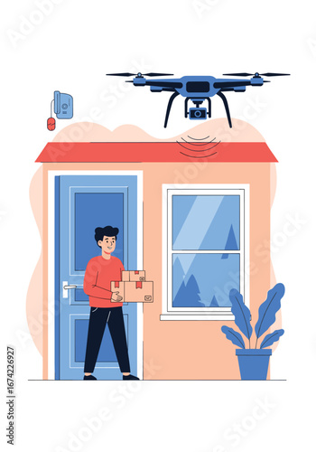 Automated aerial drone delivery service brings packages directly to your doorstep for faster more efficient logistics solutions