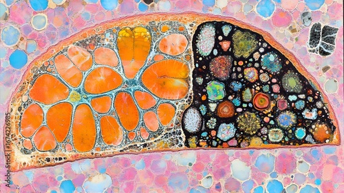Abstract Colorful Cell Structure Microscopic View Artistic Artwork