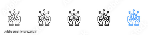 Tech Funding Icon Different Style Outline Collection Set 