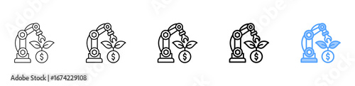 Robotics Investment Icon Different Style Outline Collection Set 