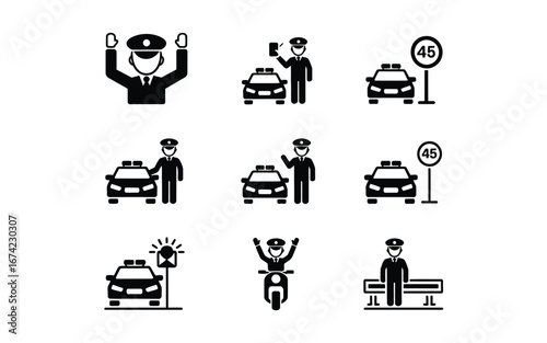 Law enforcement actions  icon set