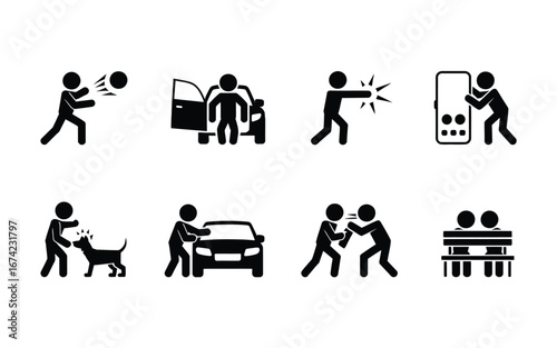 Actions and scenarios icon set