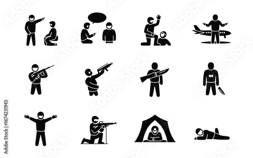 Violence and danger icon set