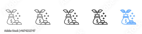 Assets Investment Icon Different Style Outline Collection Set 