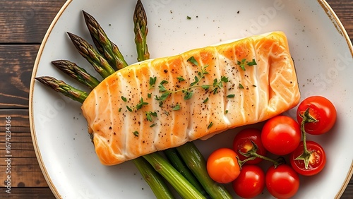 Perfectly cooked salmon with roasted vegetables, highlighting a delicious and healthy meal presentation.