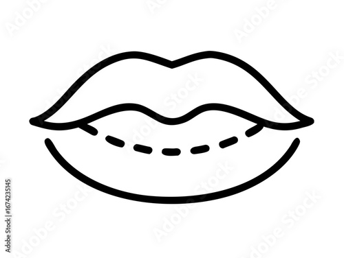 black lips tracing vector icon