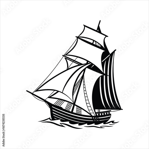 vector illustration of a ship