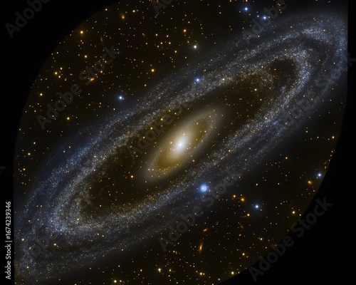 Stunning Spiral Galaxy in Deep Space Cosmic Background Starscape