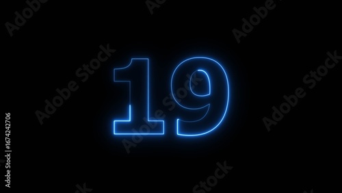 Free Download Neon business 19 number icon illustration background. Countdown number icon illustration. - GFXLoad