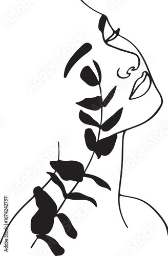 Abstract female portrait postcards banners on social networks
