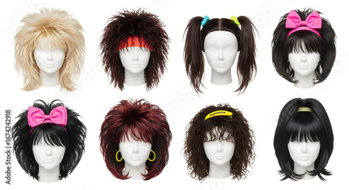 Eighties Hairstyles on Mannequin Heads