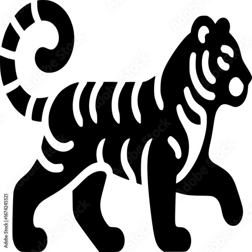 Symbolic Tiger Icon: A striking illustration captures the majestic form of a tiger, presented as a sleek silhouette.