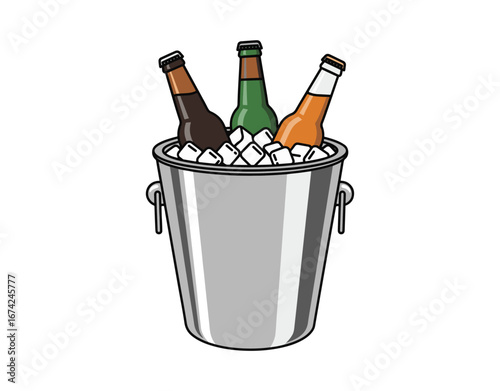 icon of a wine bottle bucket with beer bottles inside an ice bucket