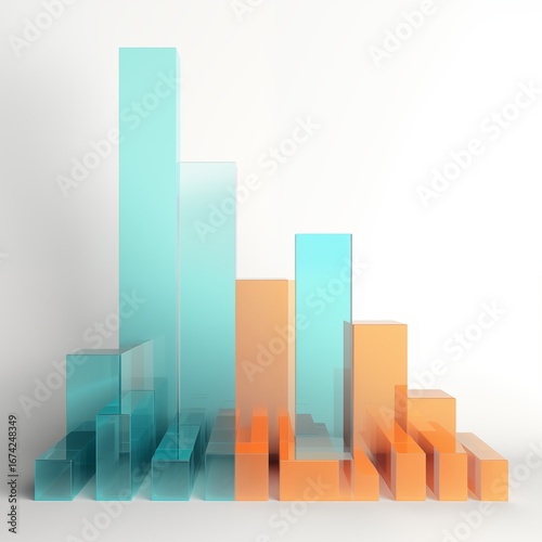Translucent Teal to Orange Gradient Bar Chart on White Background