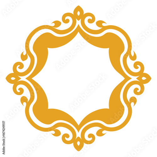 An elegant golden vintage frame with a floral pattern and ornate decorative elements