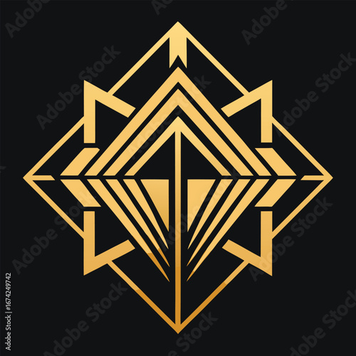 Golden star vector illustration on black abstract background