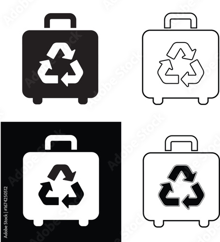 recycle icon a suitcase vector icon on  black and white backgrounds vector eps icon pack 